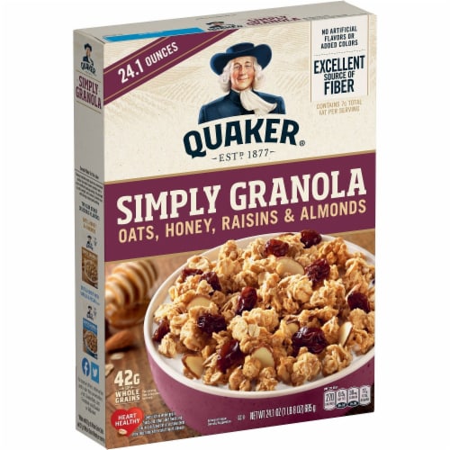 Quaker Simply Granola Oats, Honey, Almonds & Raisins 24.1 Oz (Pack of 10) Perspective: front