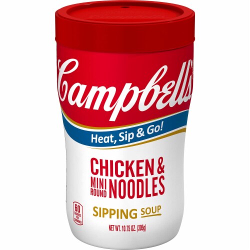 Campbell's Chicken and Mini Round Noodles Sipping Soup (Pack of 3) Perspective: front