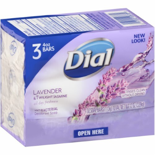 Dial Antibacterial Deodorant Soap Lavender & Twilight Jasmine (Pack of 3) Perspective: front