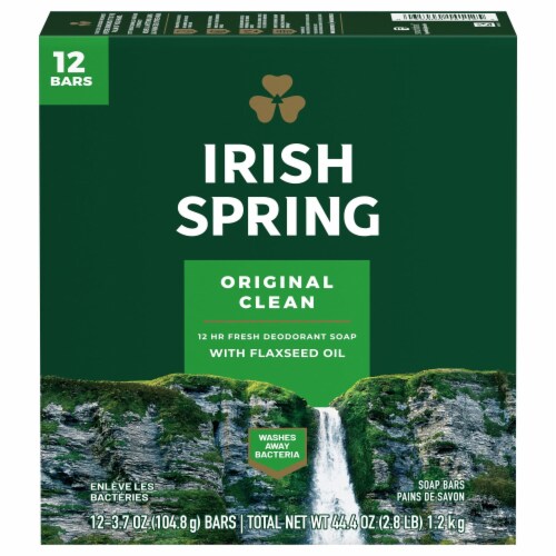 Irish Spring Bath Bar Soap, Original (Pack of 14) Perspective: front