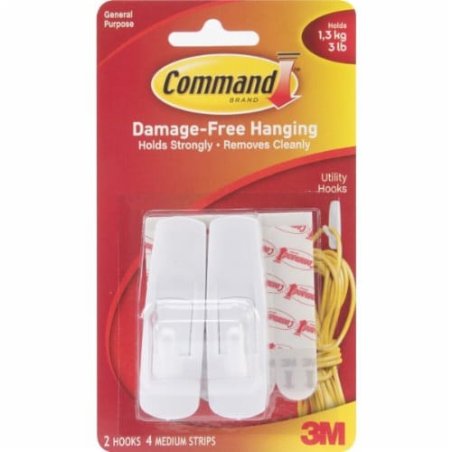 3M Command Hooks, Medium, White (Pack of 3), 3 packs - Fry's Food