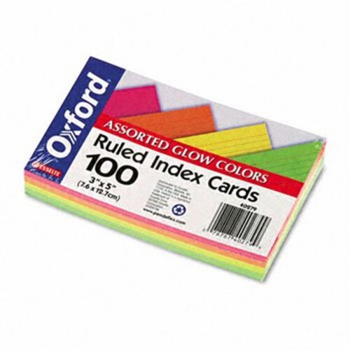 Ruled Neon Glow Index Cards, 5 x 8, Assorted, 100/Pack Ruled Neon Glow Index Cards, 5 x 8, Assorted, 100/Pack