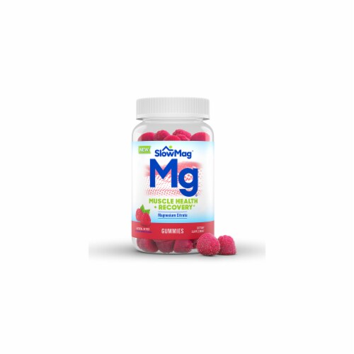 SlowMag Mg Muscle Health + Recovery Gummies, Magnesium Citrate in 60ct (Pack of 10) Perspective: front
