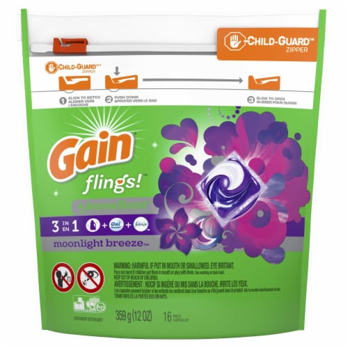 Gain Flings Moonlight Breeze Laundry Detergent Pacs (Pack of 32) Perspective: front