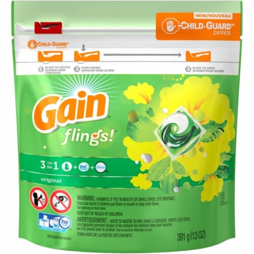 Gain Flings Laundry Detergent Packs Original (Pack of 14), 14 pack ...