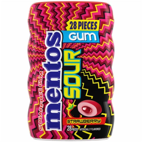 Mentos Sour Strawberry Gum (Pack of 8) Perspective: front