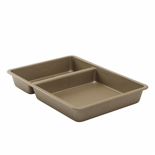GoodCook Best Bake Nonstick Textured Carbon Steel Divided Oblong Pan (Pack of 12) Perspective: front