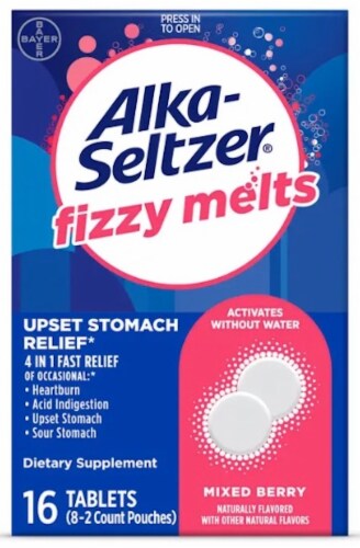 Alka-Seltzer Mixed Berry Fizzy Melts (Pack of 48) Perspective: front