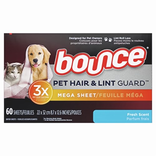 Bounce PET Hair & Lint Guard Mega Dryer Sheets (Pack of 96) Perspective: front