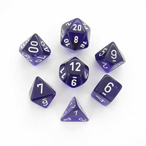 Chessex 7 Set Polyhedral Dice Translucent Purple White