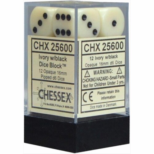 CHESSEX Opaque Ivory w6 16mm SET DI DADI chx25600 