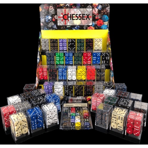 Chessex Manufacturing CHX256AA 16 mm Dice Box of Opaque D6 Sets - Pack of 50 Perspective: front