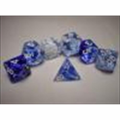 Chessex Manufacturing 27466 Nebula Dark Blue White Numbers Dice Set Of 7 Perspective: front