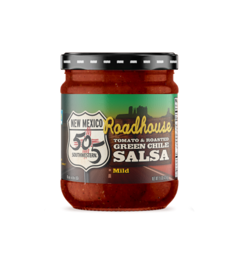 505 Southwestern Roadhouse Roasted Green Chile And Tomato Mild Salsa Perspective: front