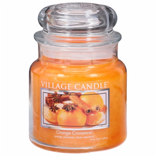 Village Candle Orange Cinnamon Jar Candle Perspective: front