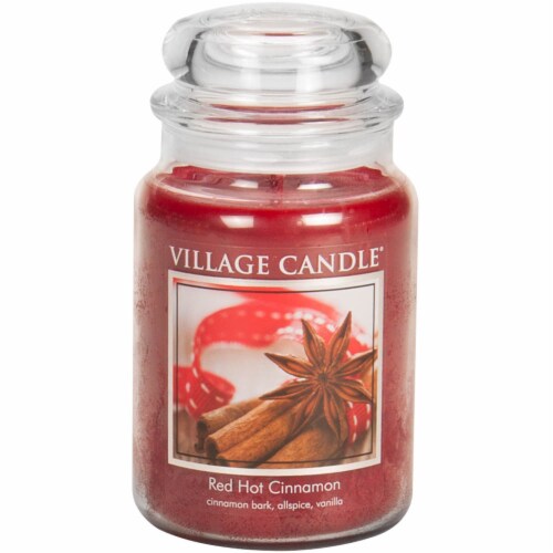 Village Candle Red Hot Cinnamon Jar Candle Perspective: front