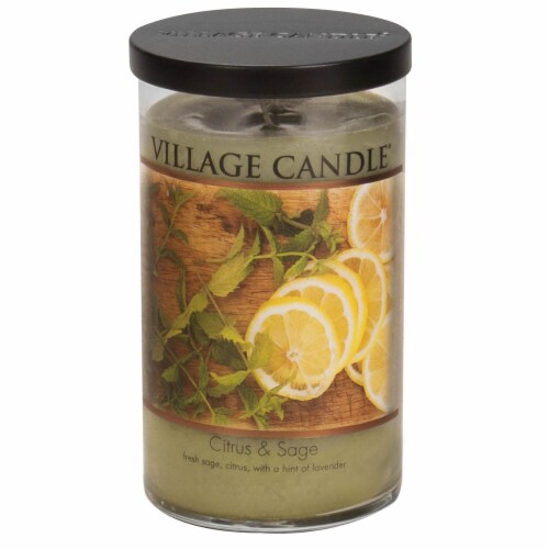 Village Candle® Citrus & Sage Candle Jar Perspective: front