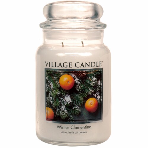 Village Candle Winter Clementine Jar Candle Perspective: front