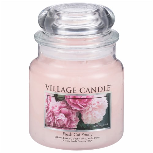 Village Candle Fresh Cut Peony Scented Jar Candle Perspective: front
