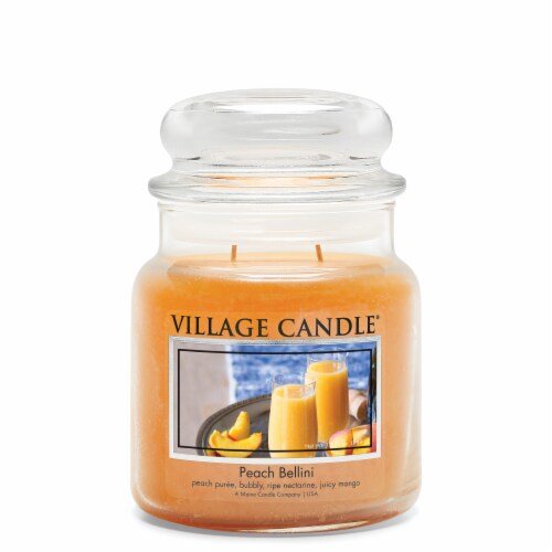 Village Candle® Peach Bellini Candle Jar Perspective: front