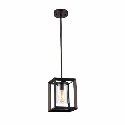 IRONCLAD Industrial-style 1 Light Rubbed Bronze Ceiling Mini Pendant 7  Shade Perspective: front