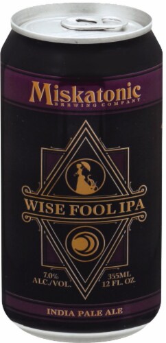 Miskatonic Brewing Company Wise Fool IPA Perspective: front