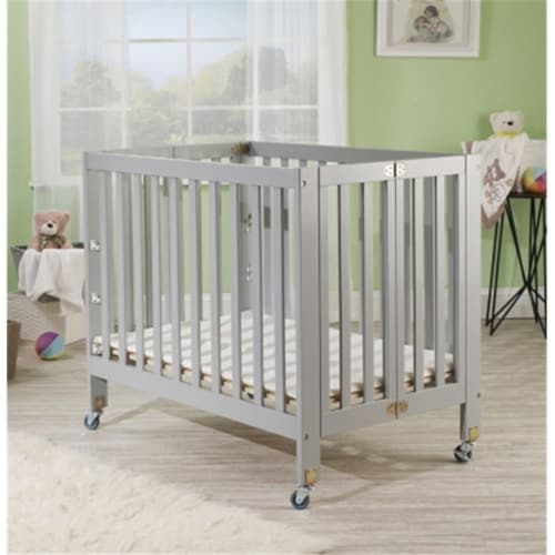 Grey portable crib cheap
