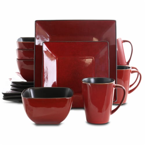 Elama Harland Loft 16 Piece Modern Premium Stoneware set with Complete Setting for 4 Perspective: front