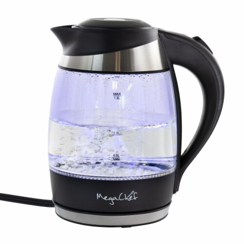 Megachef MGKTL-1757 1.8 Litre Glass & Stainless Steel Electric Tea Kettle Perspective: front