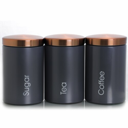 Megachef MC311G Essential Kitchen Storage Sugar, Coffee & Tea Canister Set Matte Gray 3, 1