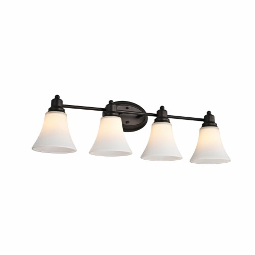 Lighting JANET Contemporary 4 Light Rubbed Bronze Bath Vanity Fixture 30 Width Perspective: front