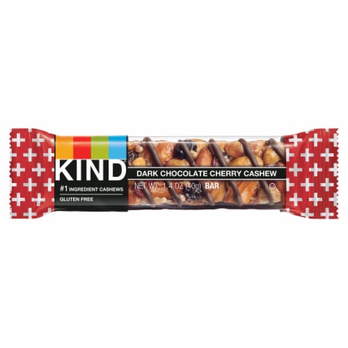 KIND Gluten Free Dark Chocolate Cherry Cashew Healthy Snack Bars Perspective: front