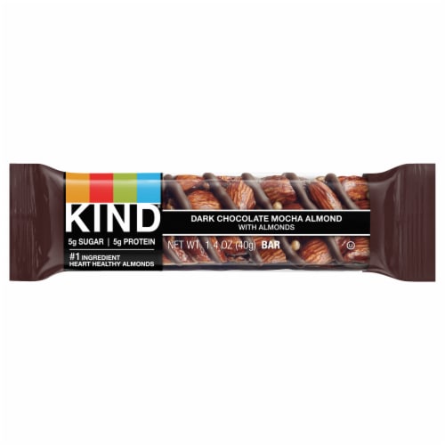 KIND Dark Chocolate Mocha Almond Nuts and Spices Snack Bar Perspective: front