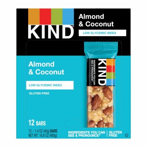 KIND Almond & Coconut Fruit & Nut Bars Perspective: front