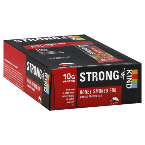 KIND Strong Honey Smoked BBQ Almond Protein Bars Perspective: front
