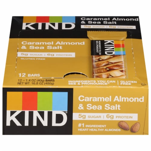 KIND® Gluten Free Nuts & Spices Caramel Almond & Sea Salt Bars Perspective: front