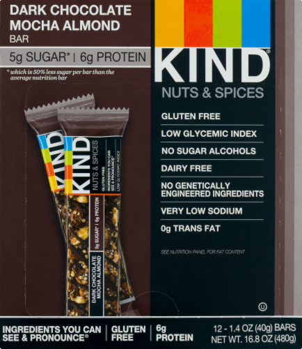 KIND Dark Chocolate Mocha Almond Nuts and Spices Bars Perspective: front