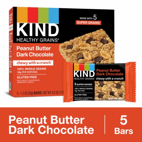 KIND Healthy Grains Peanut Butter Dark Chocolate Snack Bars Perspective: front
