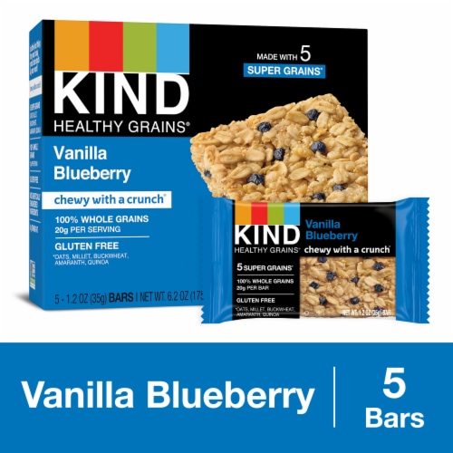 KIND Healthy Grains Vanilla Blueberry Snack Bars Perspective: front