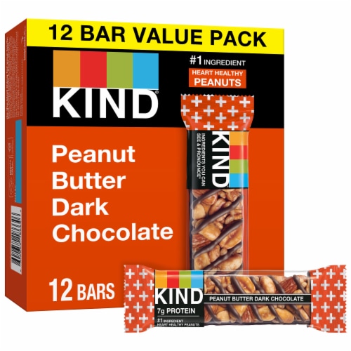 KIND Gluten Free Peanut Butter Dark Chocolate Snack Bars Perspective: front