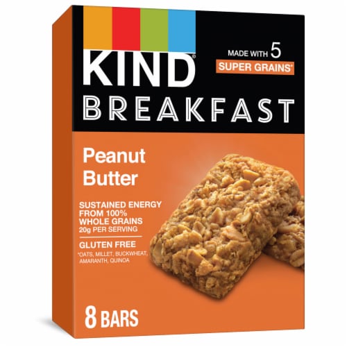 KIND Breakfast Whole Grain Peanut Butter Breakfast Bars Perspective: front
