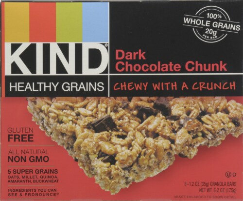 KIND Healthy Grains Dark Chocolate Chunk Bars Perspective: front