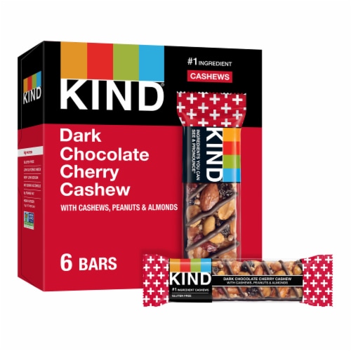 KIND Gluten Free Dark Chocolate Cherry Cashew Healthy Protein Snack Bars