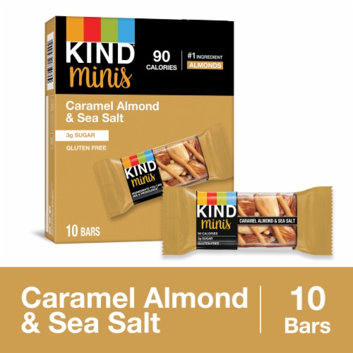 KIND Minis Gluten Free Caramel Almond & Sea Salt Healthy Snack Bars Perspective: front