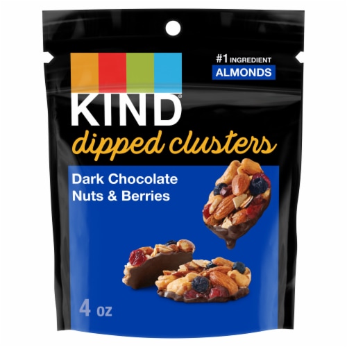 KIND Dipped Clusters Gluten Free Dark Chocolate Nuts & Berries Snack Mix Perspective: front