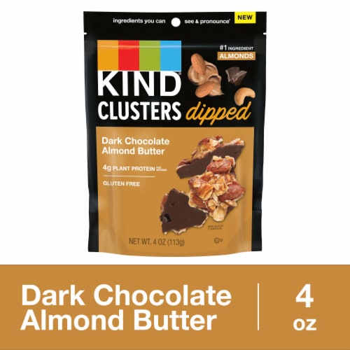 KIND Dipped Clusters Gluten Free Dark Chocolate Almond Butter Snack Mix Perspective: front