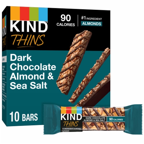 KIND THINS Gluten Free Dark Chocolate Almond & Sea Salt Healthy Snack Bars Perspective: front