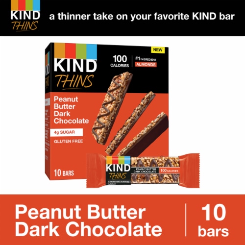 KIND THINS Gluten Free Peanut Butter Dark Chocolate Healthy Snack Bars