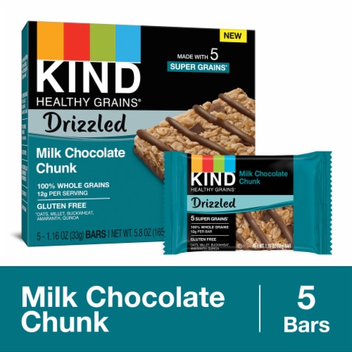 KIND HEALTHY GRAINS Gluten Free Drizzled Milk Chocolate Chunk Whole Grain Snack Bars