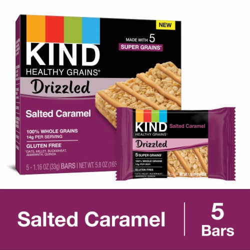 KIND HEALTHY GRAINS Gluten Free Drizzled Salted Caramel Whole Grain Snack Bars